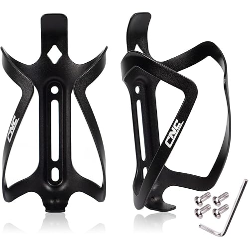 CNC Bike Water Bottle Holder, 2-Pack Bike Water Bottle Cage for Road Bike/Mountain Bike，Black