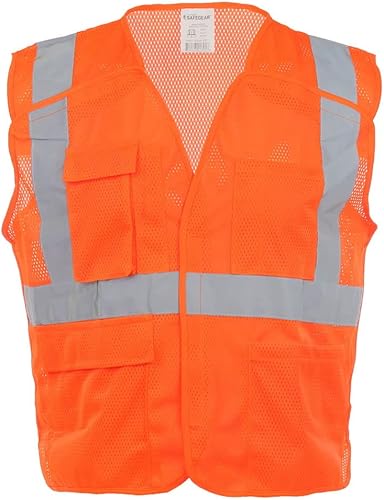 Miniatura 3 de J. J. Keller & Associates, Inc. Chaleco de seguridad de alta visibilidad, tipo R Clase 2, paquete de 5, SAFEGEAR