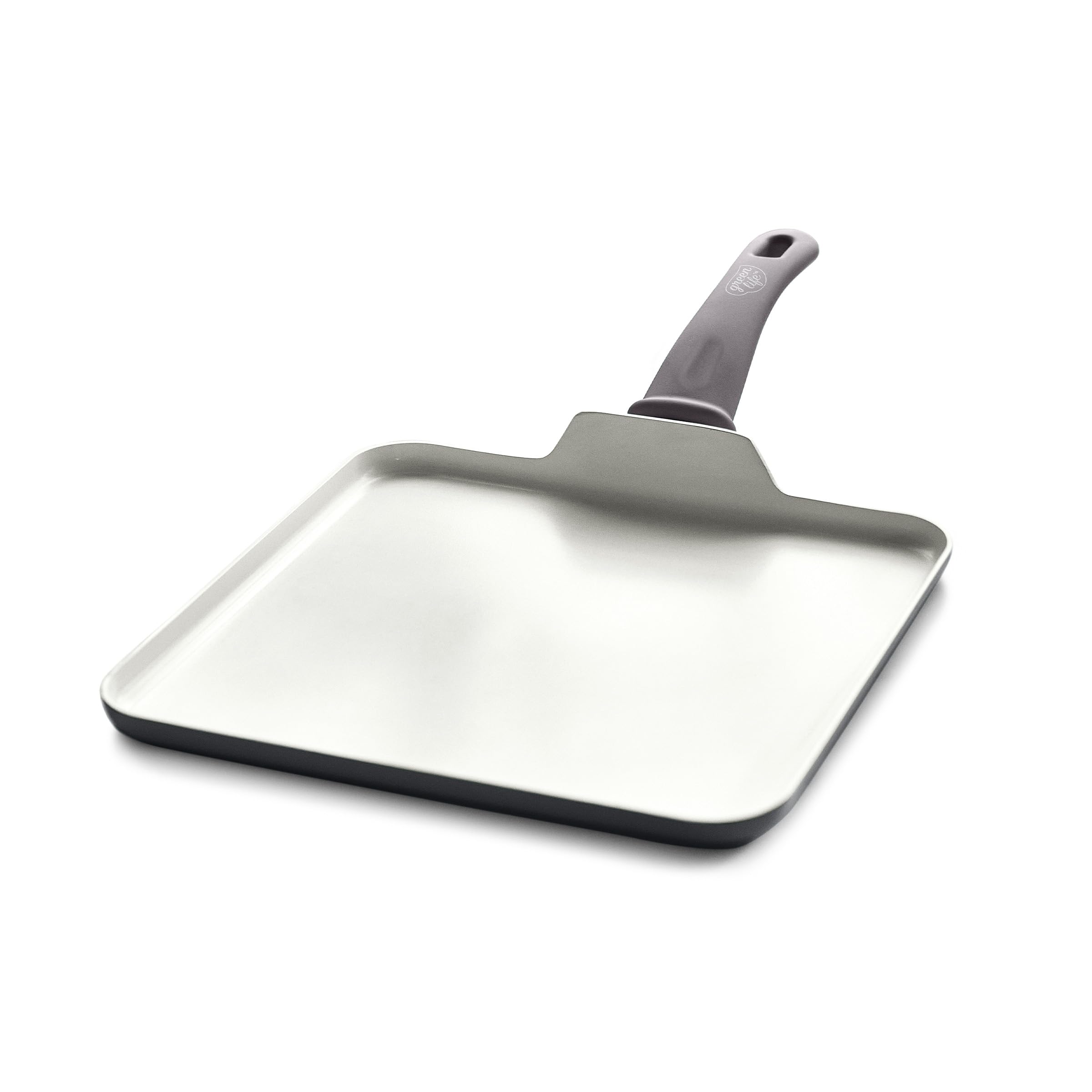 GreenLife Soft Grip Healthy Ceramic Nonstick, 11" Griddle Pan, PFAS-Free, Dishwasher Safe, Grey
