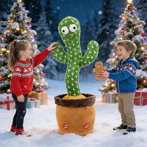 Miniatura 4 de Ayeboovi Juguetes de cactus bailarín que hablan, juguete interactivo que repite lo que dices, volumen ajustable con 120 canciones, relleno de