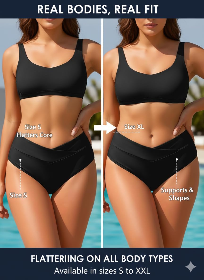 Tempt Me Women Full Coverage Bikini Bottom - V Cut Swimsuit High Waisted Bathing Suit Bottoms 2025 - Image 6