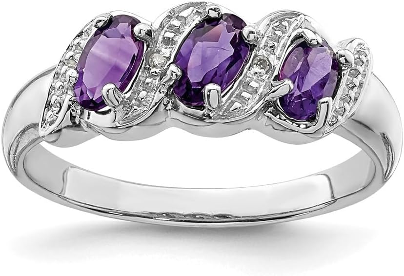 Diamond2Deal 0.59ct Oval Cut Amethyst and Diamond Accent Engagement Ring