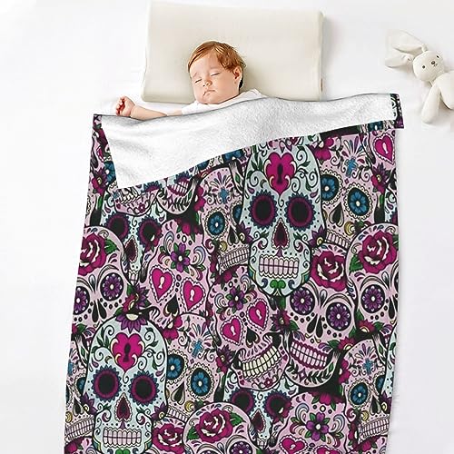 Partrest BLACK-244 Skull Blanket For Adults Kids Halloween Decor Blanket Purple Skull Blanket Throw Decor Soft Fuzzy Fleece Cozy Bed Couch Birthday Christmas Lightweight Blanket 50 Inchx40 Inch Warmth Blanket thumb #1