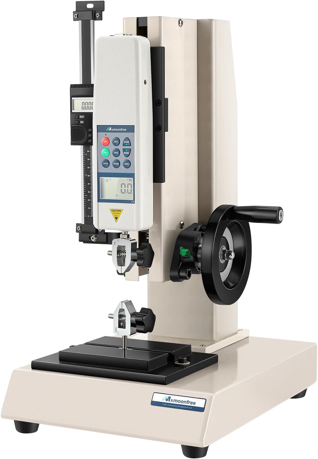 500N Digital Force Gauge Push Pull Gauge with Force Gauge Stand Wheel-Operated Manual Push Pull Test Stand Stroke 180mm/7 with Digital Scale and HJJ-001 Clamp x2 (HLD Test Stand+HP-500N)