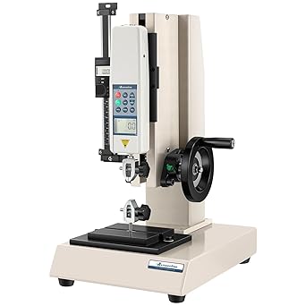 500N Force Gauge with Test Stand Wheel Operated 180mm Stroke | Dual HJJ-001 Clamps Built-in Digital Scale Heavy Duty Base Tension Compression Stability for Lab Production, HLD Test Stand