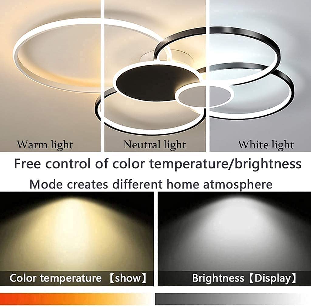 Moderna LED Plafoniera Dimmerabile Con Telecomando Lampada Da Soffitto Metallo Acrilico Creativo Soggiorno Camera Stanza Dei Bambini Lampadario Sala Pranzo Illuminazione Da Cucina,C,100CM(93W)