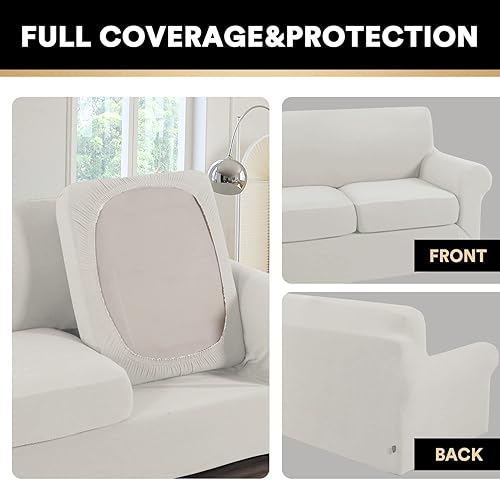 Miniatura 6 de PrinceDeco Fundas de sofá para sofá de 2 plazas, funda elástica para sofá biplaza, protector grueso y ajustado para sofá biplaza para sala de estar,