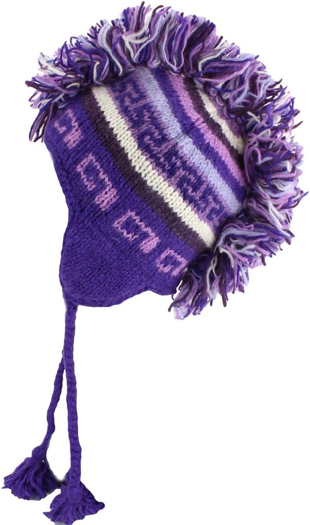 Mohawk Punk HAT Wool Knit Fleece Lined Earflap Beanie