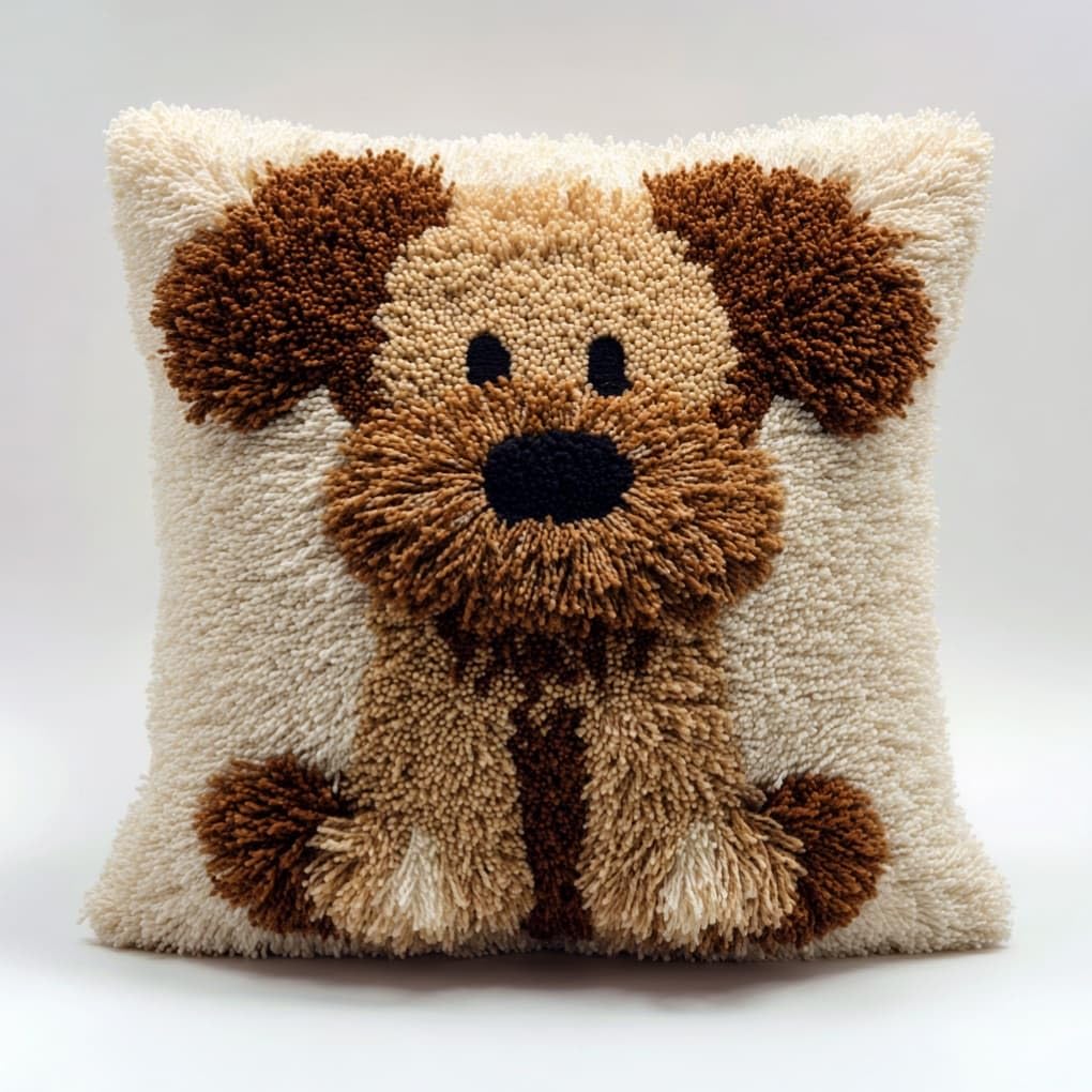 AxiangziK Latch Hook DIY Pillow Kit,Teddy Dog Cushion Cover 43X43Cm