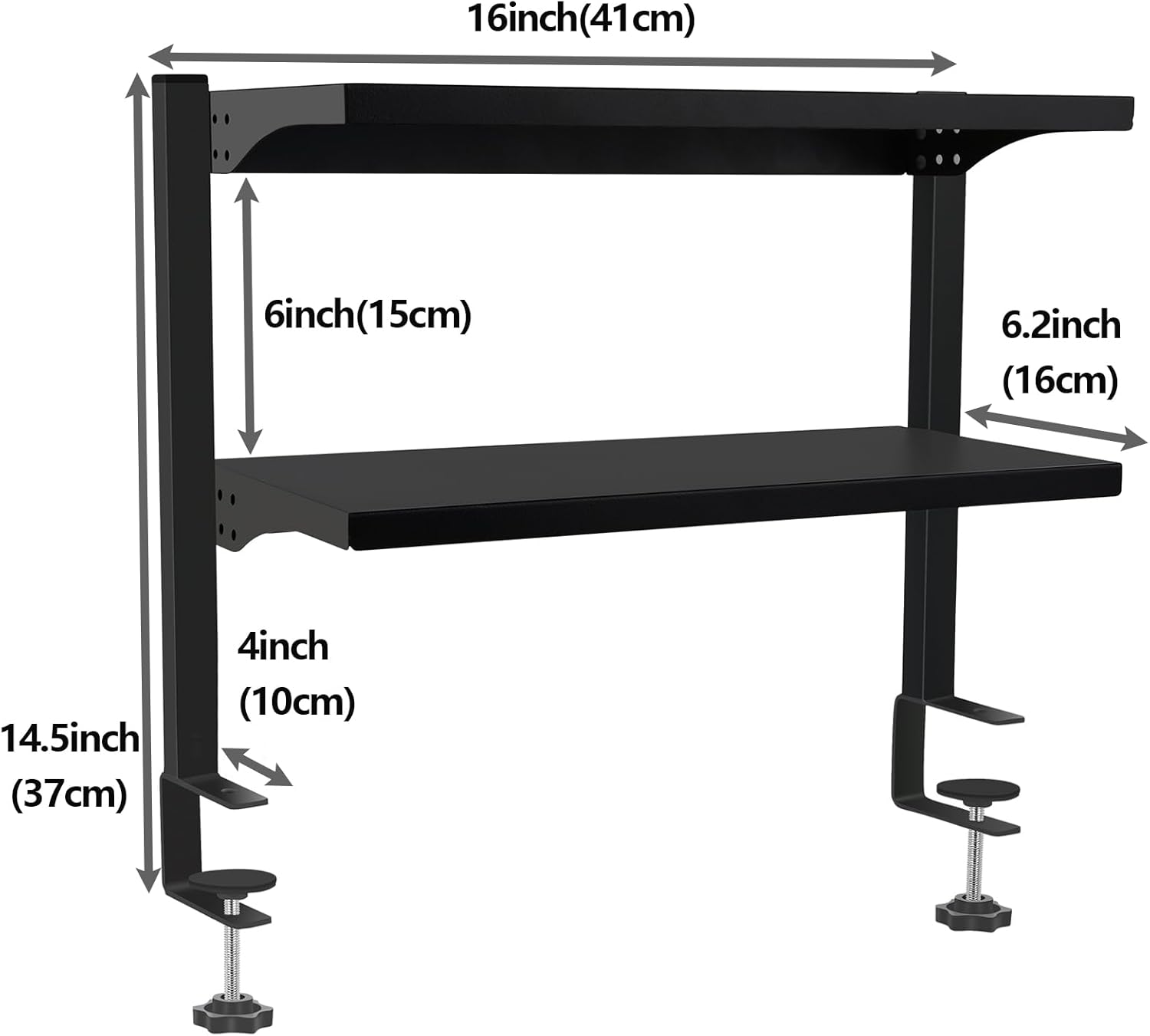 Clamp On Desk Shelf, Above or Under Office Desktop Shelves,Desk Attachment Shelf,Clip On Table Extension, Desk Extender Organizer Shelving for Gaming Organization Accessories