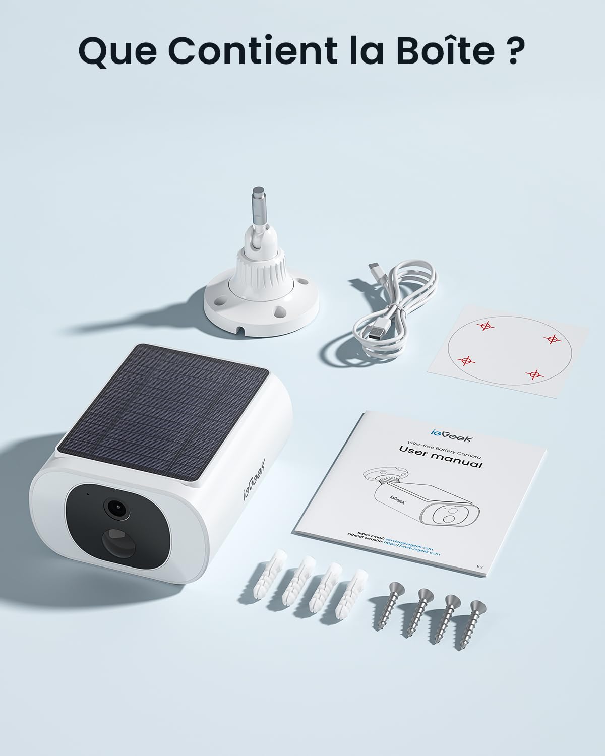 ieGeek Camera Surveillance WiFi Exterieure sans Fil Solaire - 2K Caméra avec Panneau Solaire Intégré, Batterie 5200mAh, Vision Nocturne Couleur, Détection IA, Alarme, Audio Bidirectionnel, IP66, S1