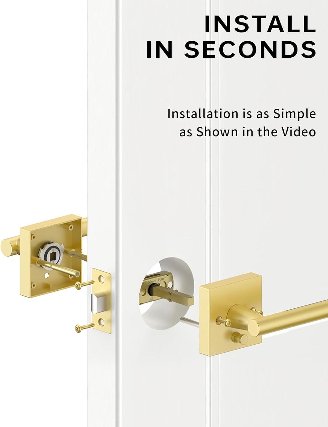 Asidrama 8 Pack Gold Privacy Door Handles, Door Lever with Door Knobs Indoor for Bedroom or Bathroom, Heavy Duty Door Handles Interior with Locks for Left Right Sided Doors