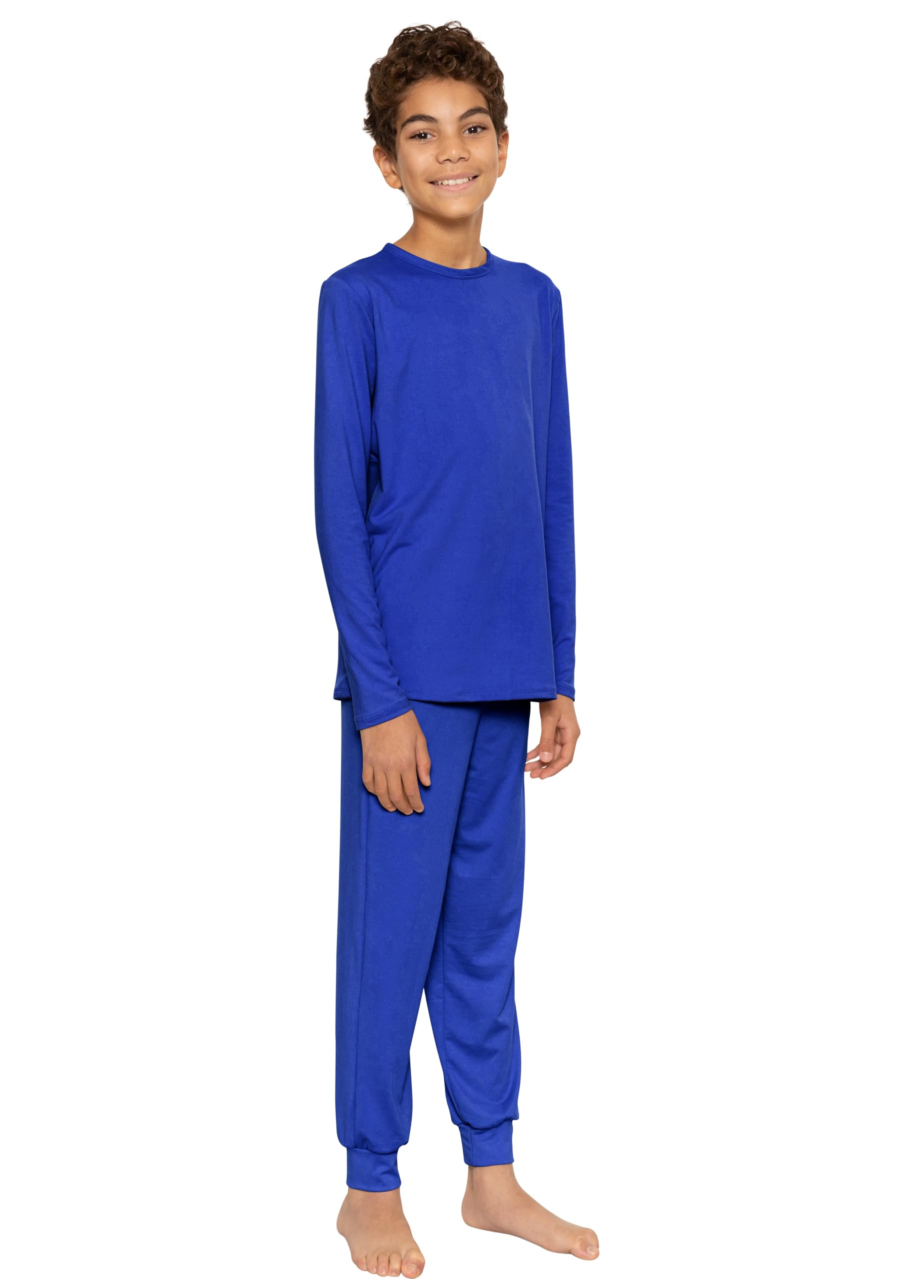 STRETCH IS COMFORT Boys Thermal Set Long Sleeve Top with Jogger Pants | Crew Neck or Hoodie | Thermal Underwear For Kids Set
