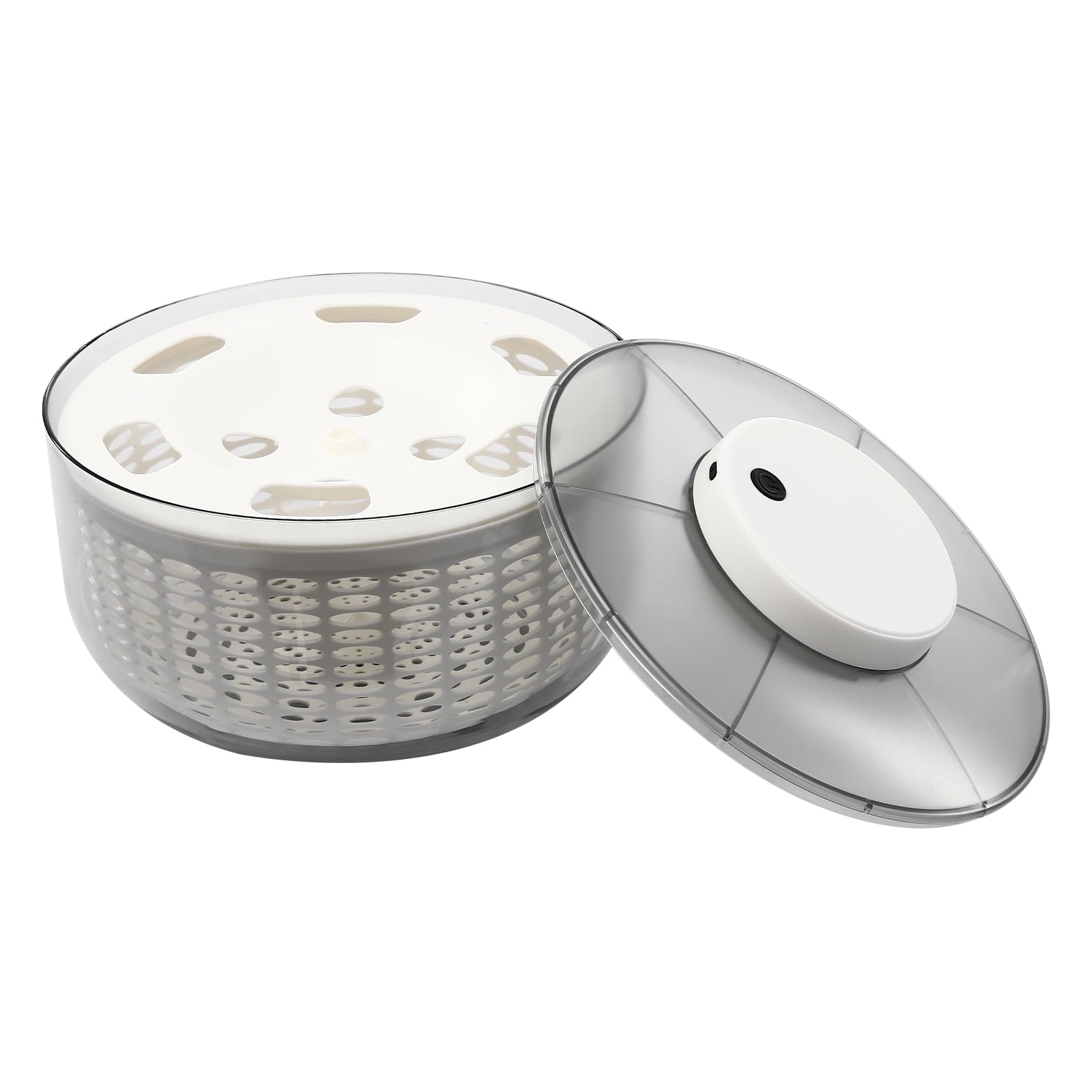 Electric Salad Spinner, Electric Vegetable Dryer, Dry and Wet Electric Salad Spinner, w/Draining Basket, Stainless Steel Bowl, 6L Gray, 6W, Salad Spinner for Vegetables, Noodles, and Fruits (Grey)