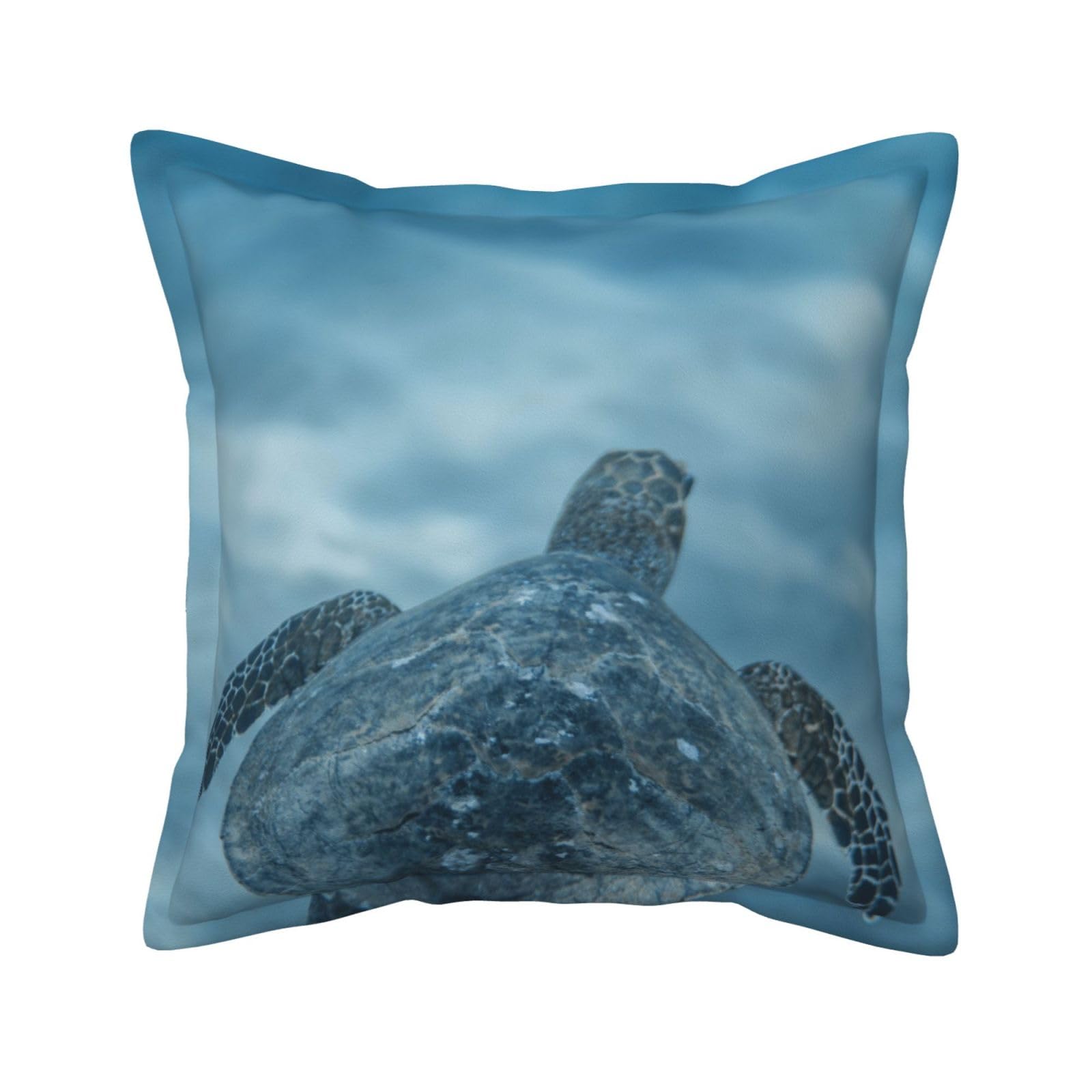 Housse de coussin extérieur tortue mer 50x50 en cuir rustique pour canapé