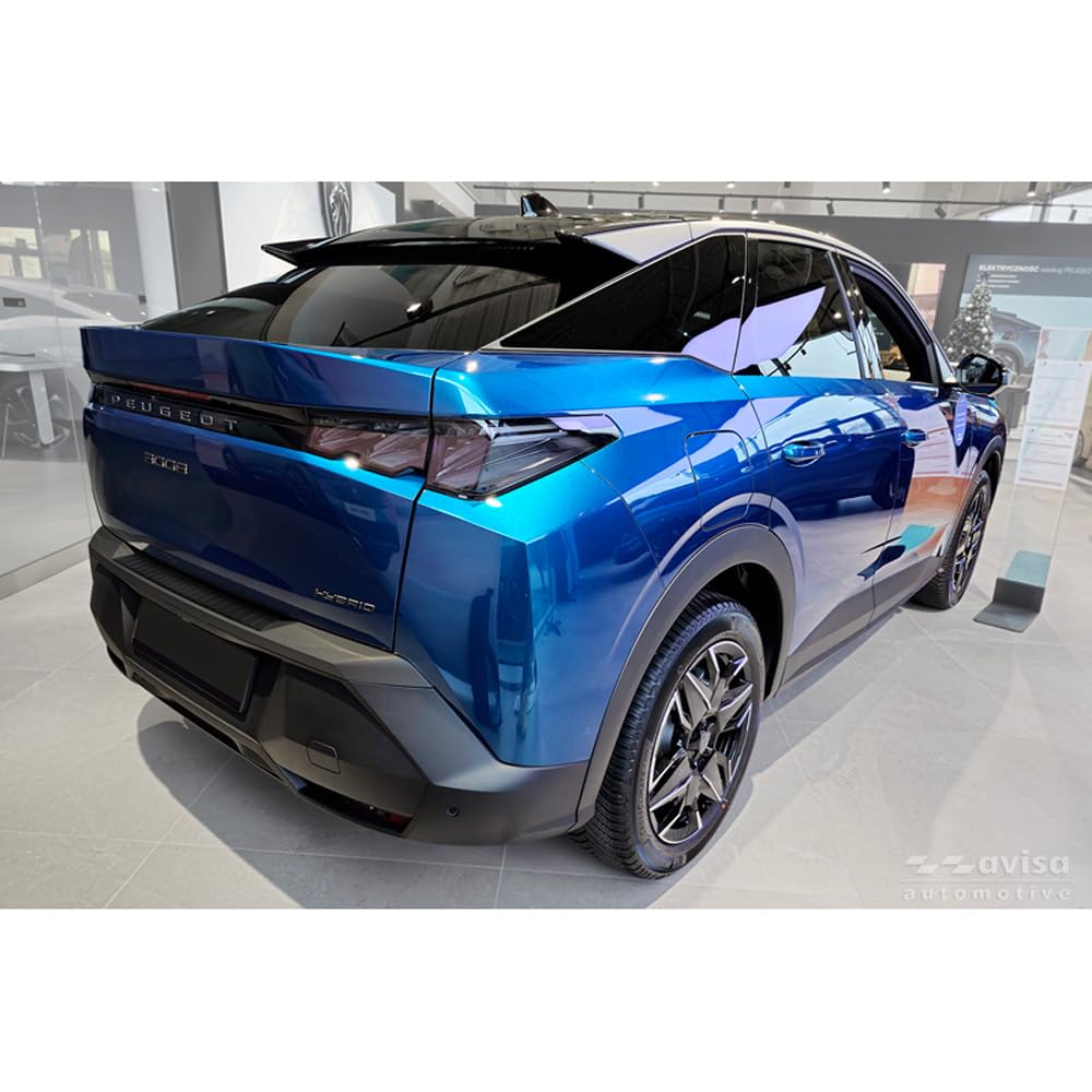 Avisa Matt-Schwarz Edelstahl Heckstoßstangenschutz kompatibel mit Peugeot 3008 III 2024- 'Ribs', Mattschwarz