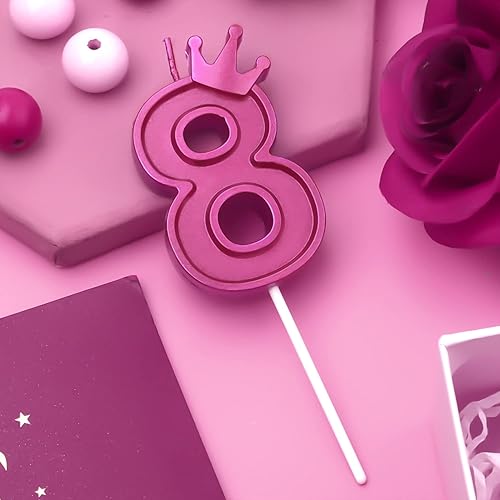 Miniatura 16 de Vela de número de cumpleaños de 3 pulgadas, vela con número 3D con decoración de corona, velas grandes para tartas de cumpleaños, bodas