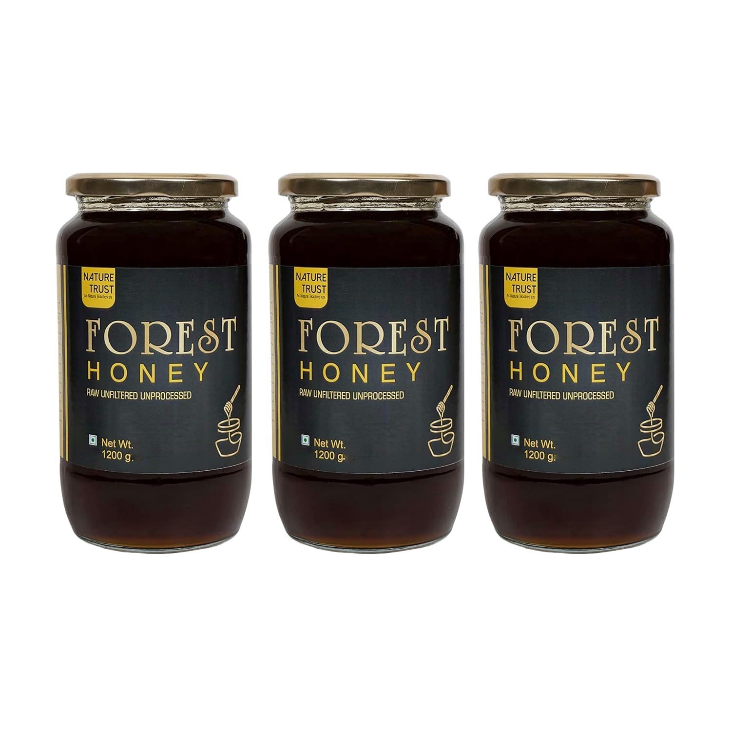 Nature Trust Raw Organic Forest Honey,1200g Pack of 3, Wild, Unprocessed, Unheated, Non Pasteurized, Original Honey 100% Pure and Natural (1.2 Kg Pack of 3) (B0BCL5PBX2) Amazon Price History, Amazon Price Tracker