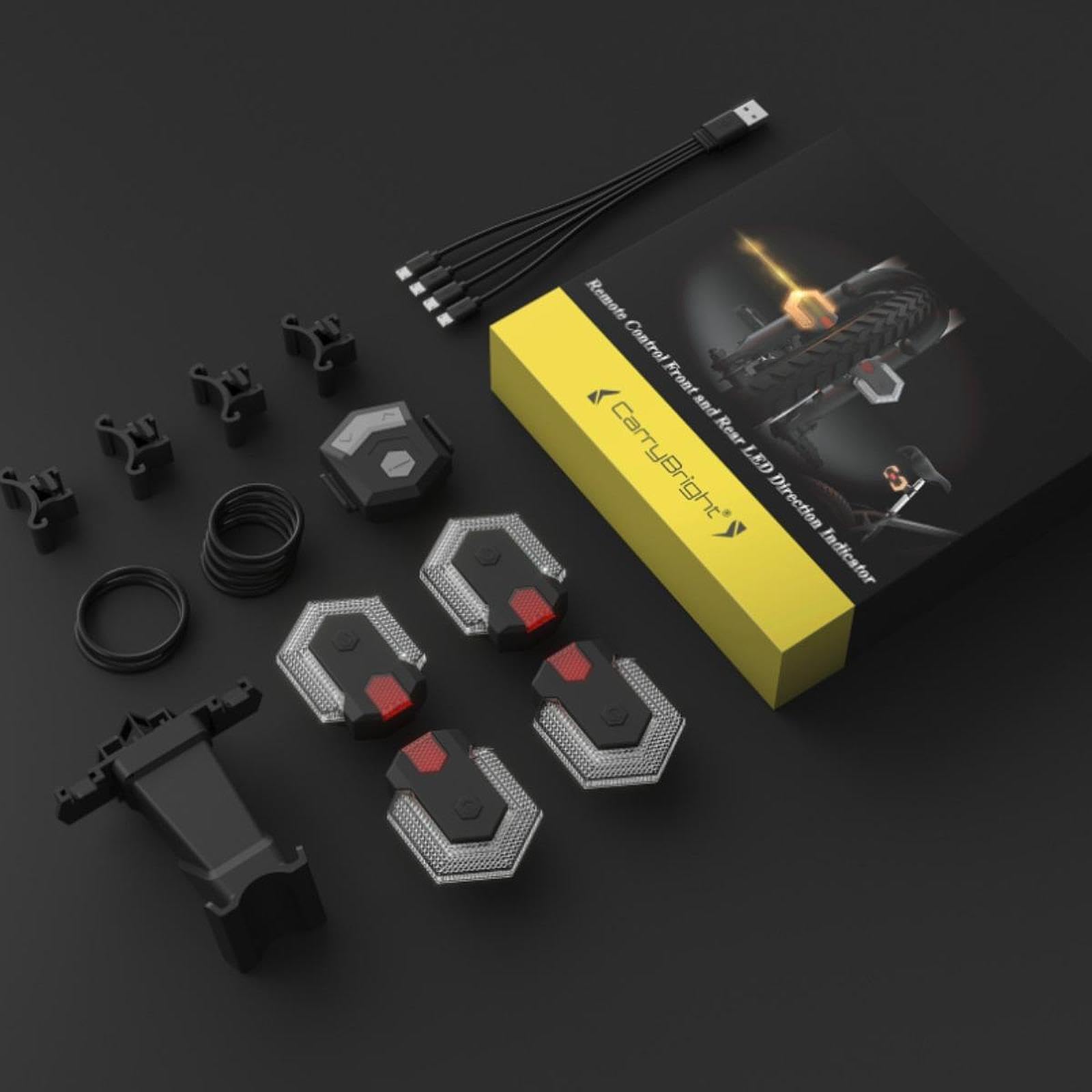 4 Pezzi Luci Indicatori di Direzione per Bici Fanale Posteriore LED Intelligente Controllo Remoto Impermeabile Adatto a Ciclisti Casco Zaino