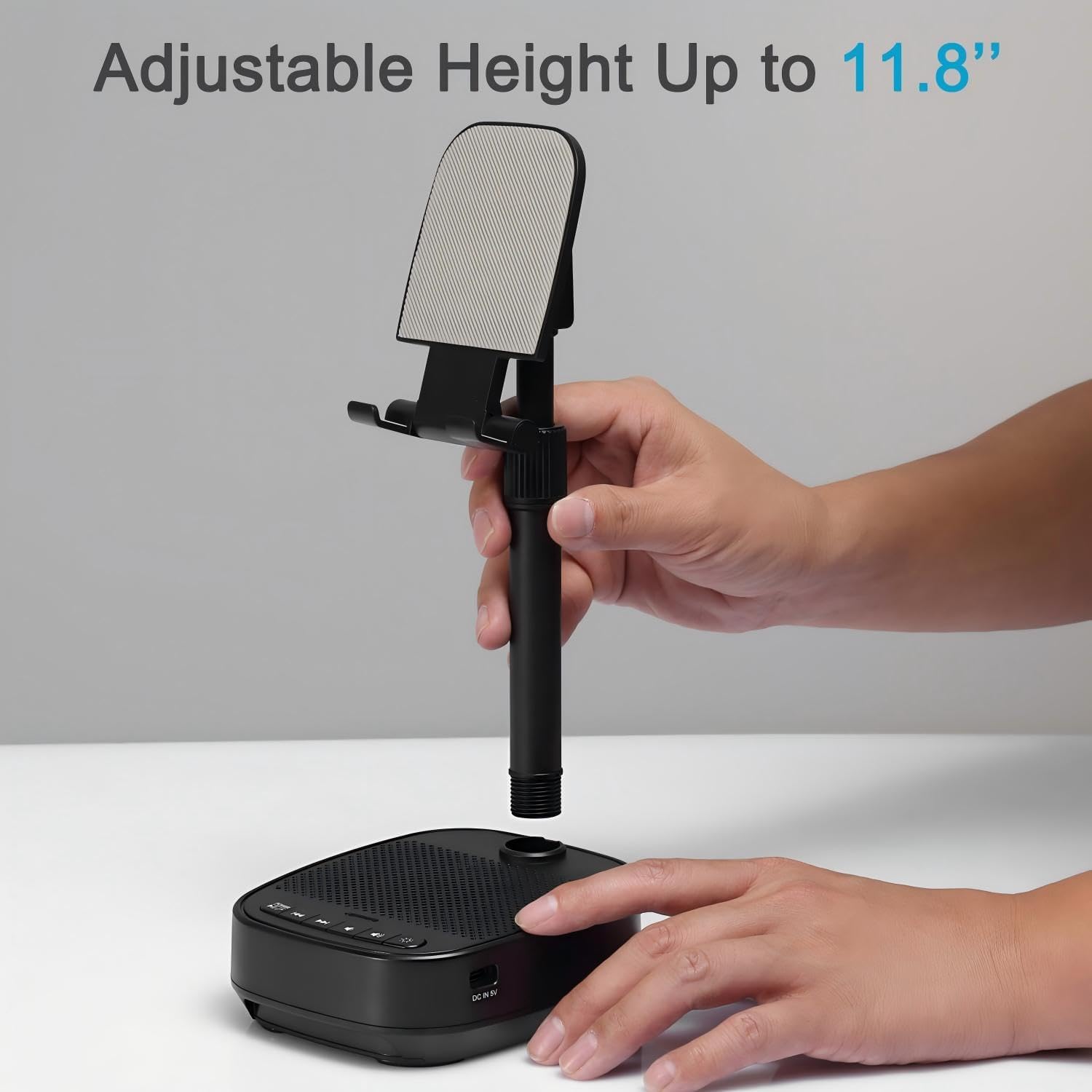 حامل موبايل 3 في 1 مع مكبر صوت بلوتوث وضوء LED – ق...