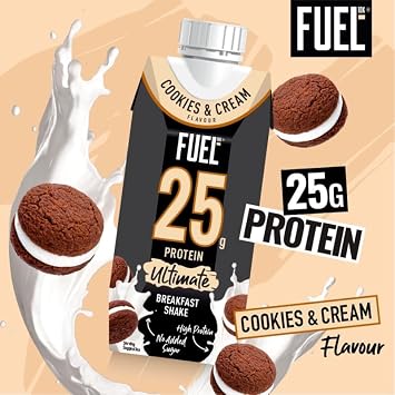 FUEL10K Cookies & Cream High Protein Shake, 330 ml (8-Pack)