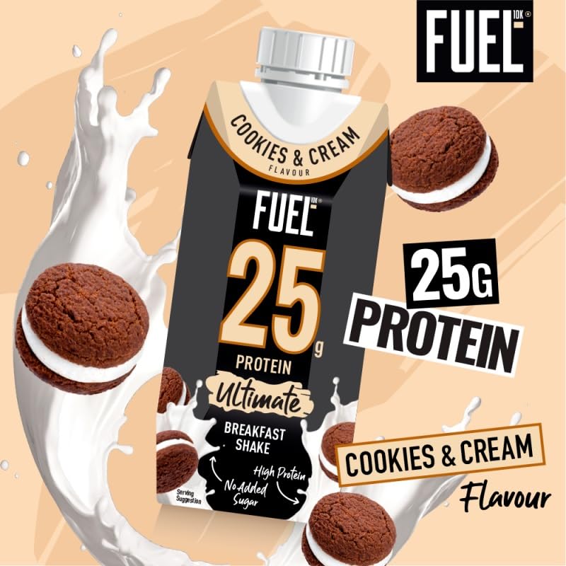 FUEL10K Cookies & Cream 25g High Protein Breakfast Shake Drink, 330 ml (Pack of 8) - Image 3