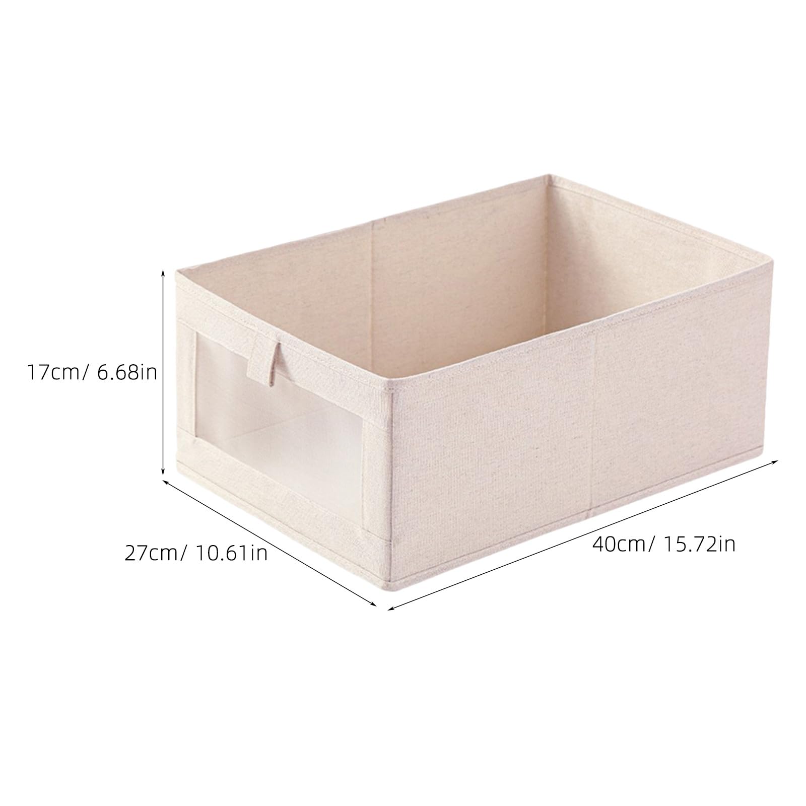 OUNONA 4 cestas de almacenamiento plegables - Cestas de tela plegables con ventana transparente para organizar la despensa, estantes, cajas de juguetes, compartimentos y armarios. Medidas: 40 x 27 x