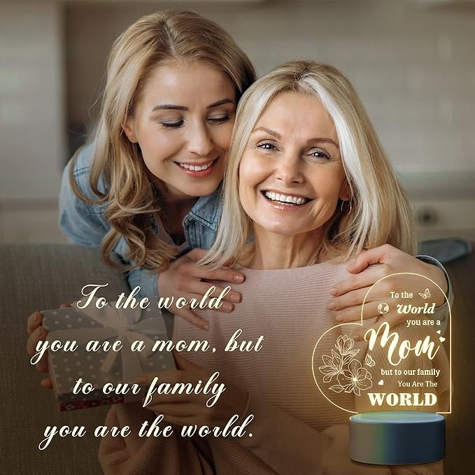 Image of Plastic LED Lamp For Mom - Engraved Night Light, Unique Birthday Gift From Daughter Or Son For Mother's Day, Stepmom, Warm White