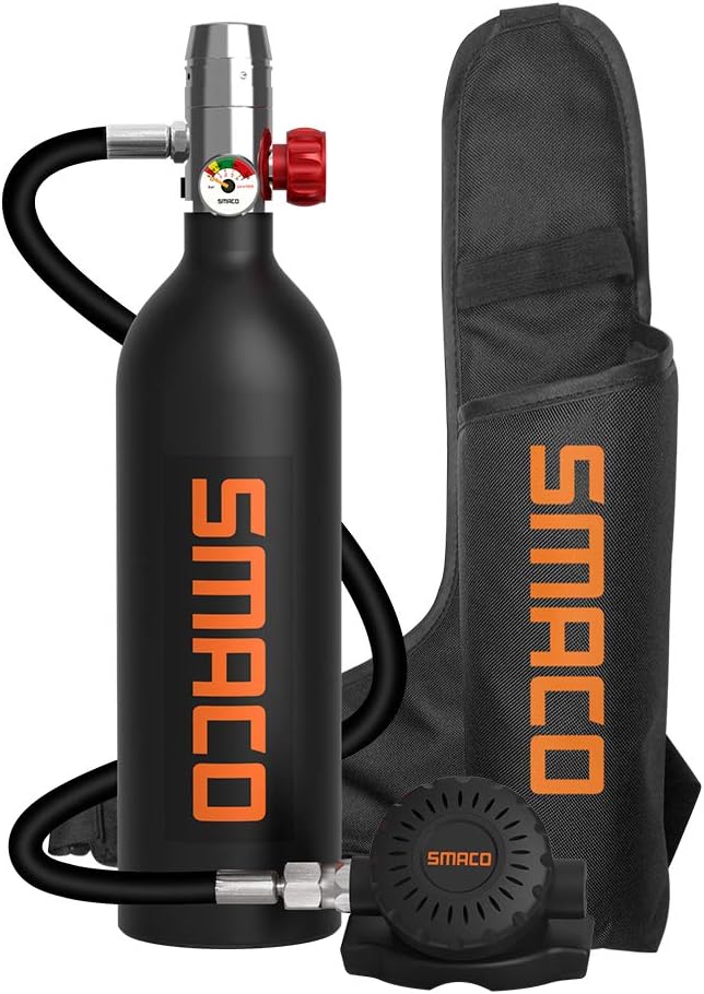 SMACO Scuba Tank Diving Gear for Diver Mini Scuba Tank Oxygen Cylinder with 15-20 Minutes Capability Diving Oxygen Underwater Breathing Device 1L Diving & Snorkeling Equipment S400 : Sports & Outdoors