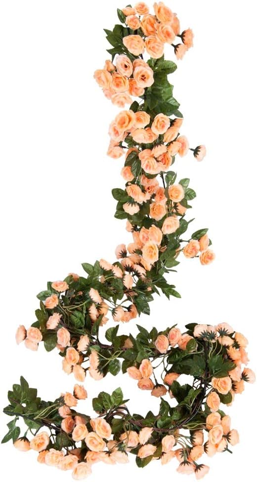 Miracliy 2PCS 69 Heads Fake Rose Vine Flowers Plants Artificial Flower Hanging Rose Wedding Party Garden Craft Art Décor, Champagne