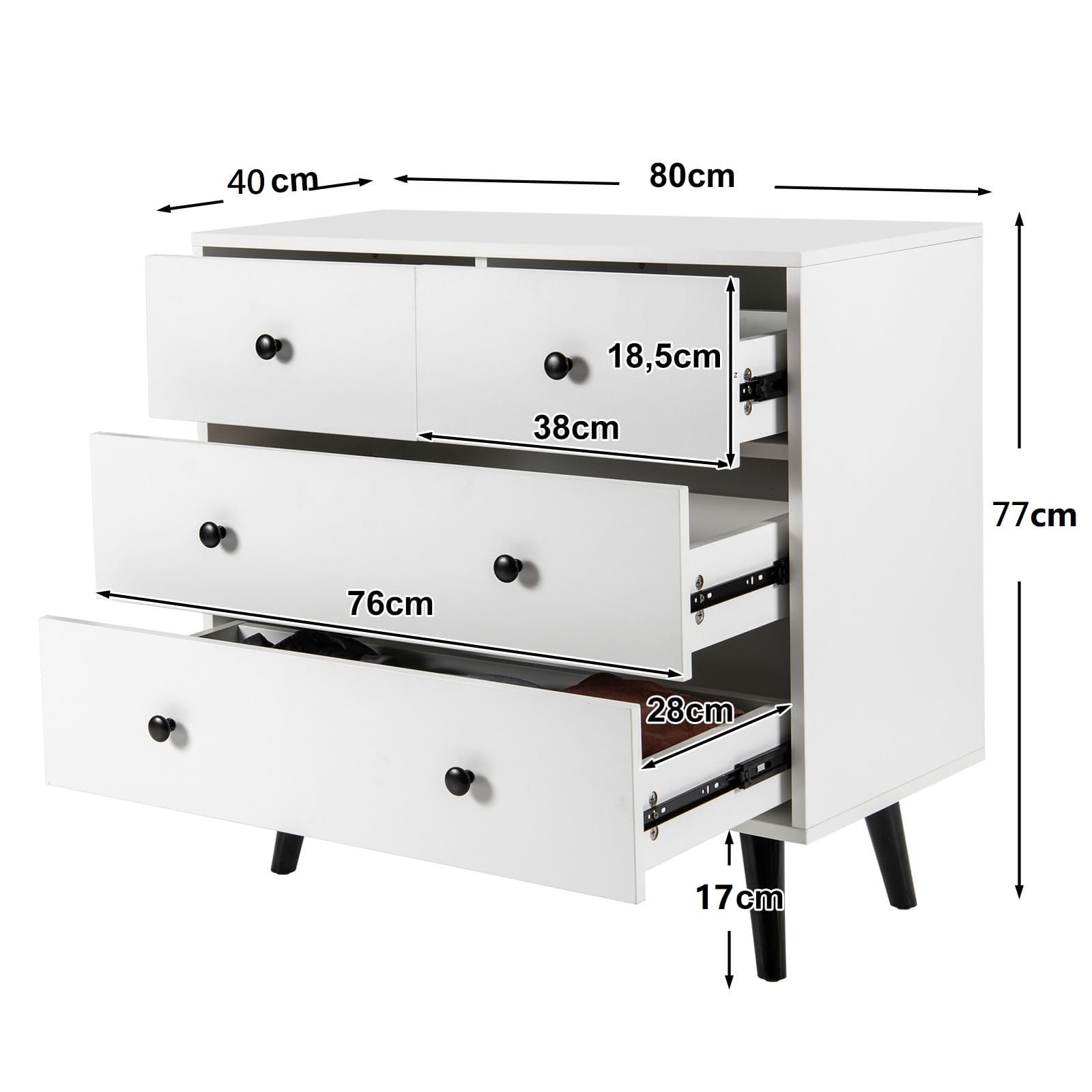 COSTWAY Commode met 2 deuren en 1 lade, dressoir van hout, accentkast, modern/vintage, voor slaapkamer, woonkamer, kantoor, 76 x 40 x 78 cm (bruin