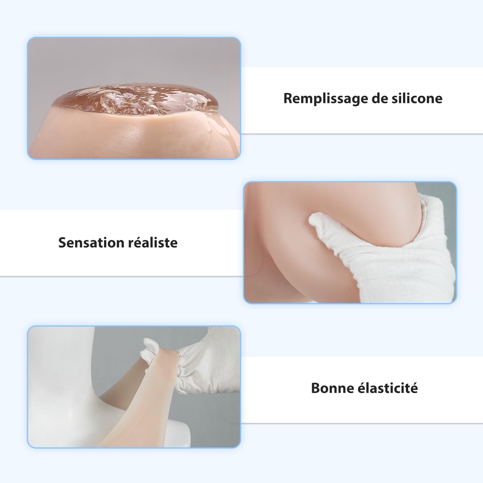 KUMIHO Faux Sein Silicone Cou rond Artificielle Poitrine Forme Poitrine Prothèse pour Crossdresser Transgenres Mastectomie C Cup Ivoire Blanc Remplie de Silicone