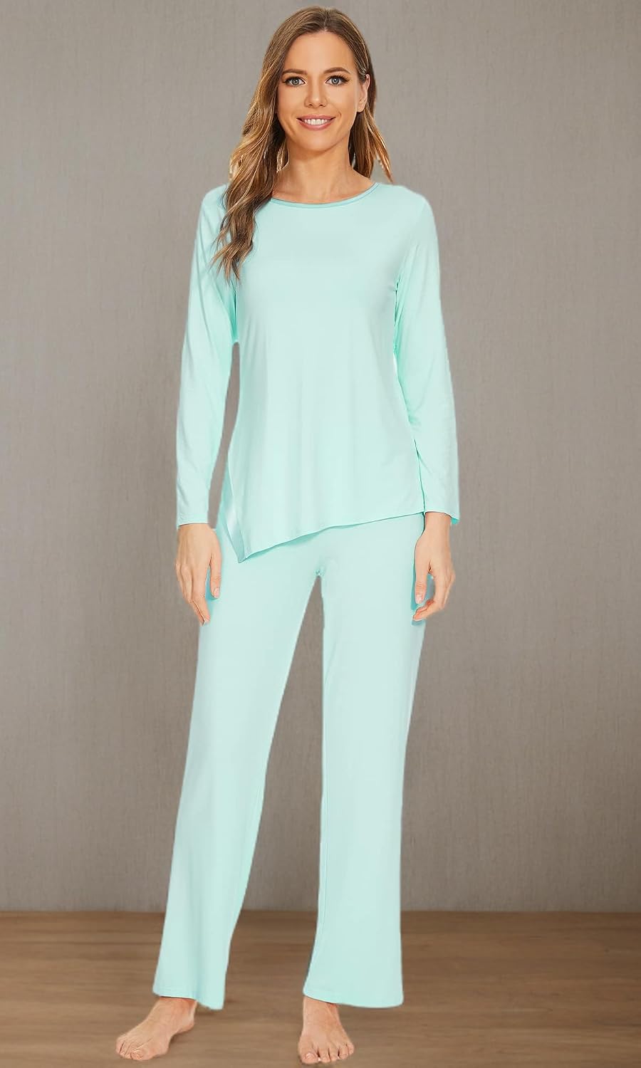 WiWi Pajamas Set for Women Super Soft Long Sleeve Pj Cooling Sleepwear Lounge Sets Loungewear Viscose from Bamboo S-XXL
