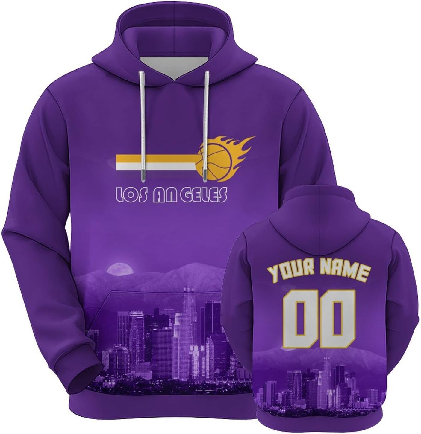 City Custom Basketball Hoodie Personalized City Night Sweatshirt Printed Apparel Gift for Basketball Fans Men Women Youth