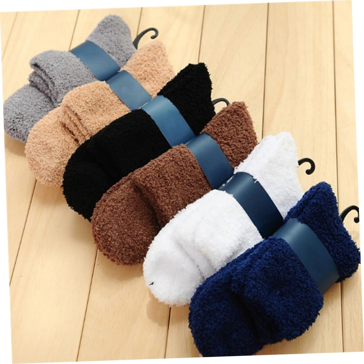 COLLBATH Men's Fluffy Coral Fleece Socks 3 Pairs Thick Warm Sleeping Socks for Winter Soft Cozy Non-Slip Indoor Slipper