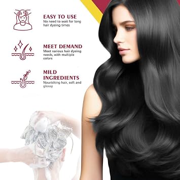 Black Colour Ha-ir Shampoo Care, Instant Hai-r Dyes Shampoo,3 in 1 Instant Hairs Dye Shampoos,Permanent Hair D/ye Sha/mpoo for Men and Women,Hai/r Colour Shamp/oo to Cover Grey Ha/ir