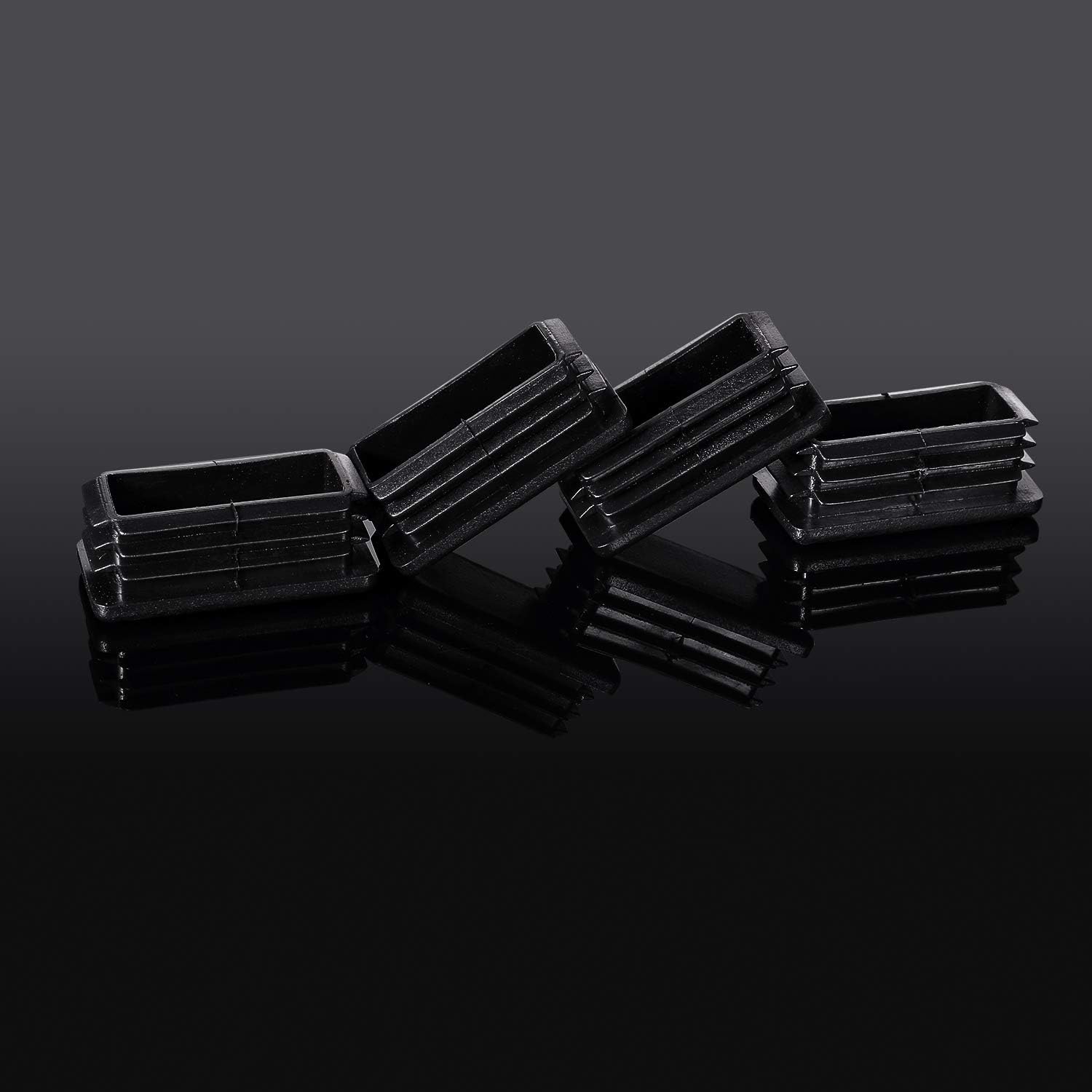 1 x 2 Inch Rectangle Plastic Plugs Tubing End Caps Black Plastic Rectangle Plugs Tubing Post End Cap for Rectangle Tubing Chair Glide Inserts (12)