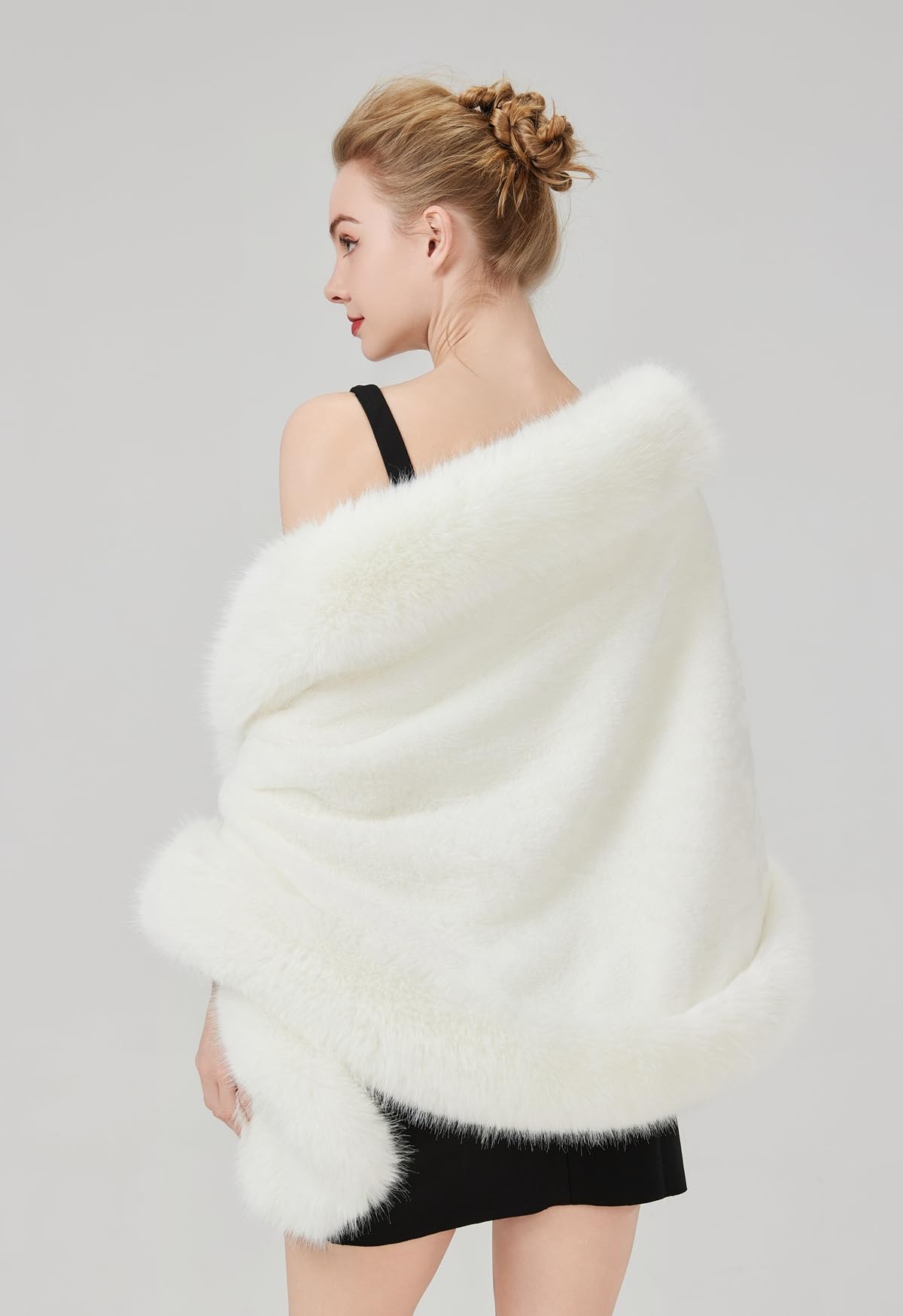 BEAUTELICATE Estola Chal Pelo Mujer Boleros Marfil Negro Para Fiesta Bodas Novia Invierno Vestido de Noche