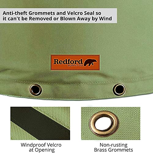 Redford Supply Co. Cold Snap (5°F) Double Wall Cotton Backflow Preventer Insulation Cover - Sprinkler Covers For Outside, Well Head Cover, Insulated Well Pump Cover (12"W X 26"H, Green) #TOP6