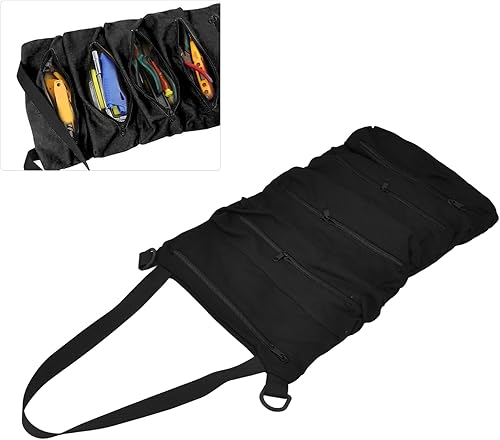 Miniatura 7 de Fydun Tool Roll Up Bag Cow Fabric Wide Application Easy to Store Secure Closure Easy Access Roll Up Tool Bag Wide Range of Uses