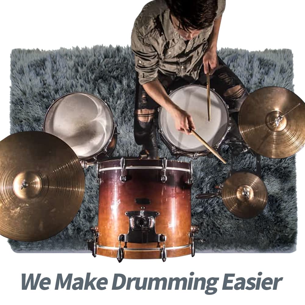 Aucuda Fluffy Drum Set Rugs, Extra Thick Drum Mat for Electric Drums