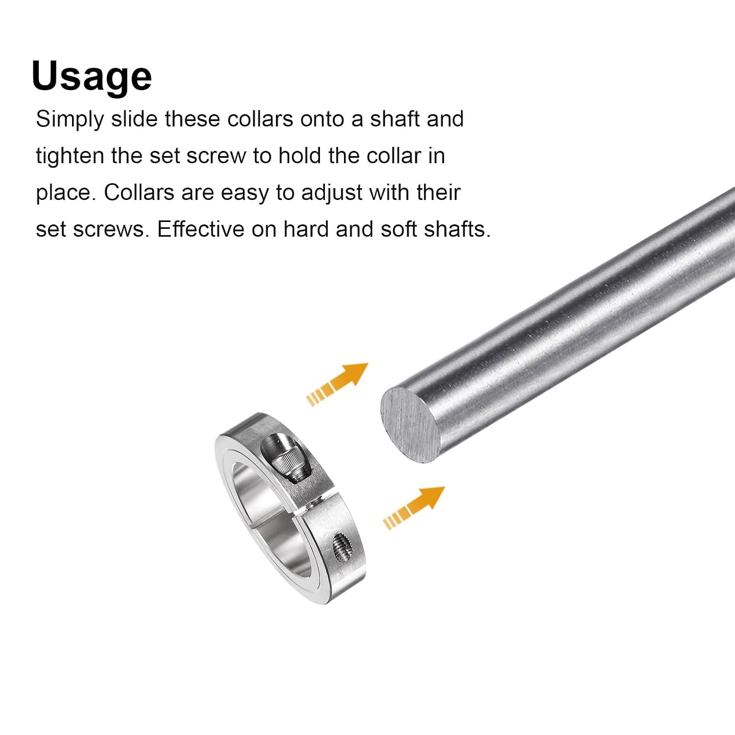 uxcell Single Split Clamp-On Shaft Collar 2" Bore One-Piece Clamping Collar, 3" OD, 11/16" Width, 304 Stainless Steel Axle Collar Clamp, Set Screw Style