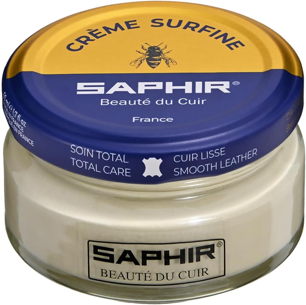 Saphir 9550032 Fine Beeswax Shoe Cream and Polish, 1.7 fl oz (50 ml), Emulsifying, Moisturizing, Recoloring, Glossy