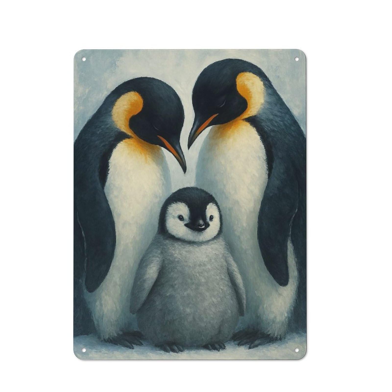 Classic Vintage Metal Sign 40x30cm Featuring Penguin Family Portrait, Home Bar Decor for Cafe, Pub, Workshop Or Home Bar