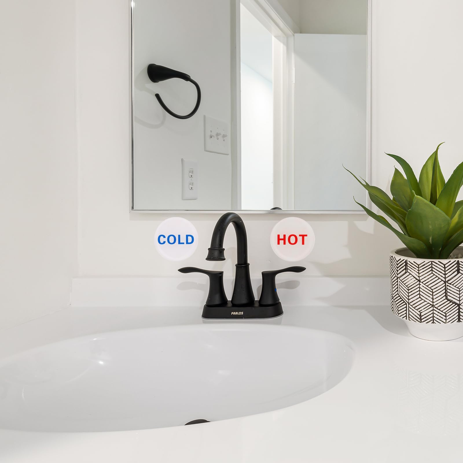 YOKIVE 10 Pcs Hot Cold Water Sticker Label, Sticker Sign Acrylic Great for Faucets Sinks Kitchen (White Red Blue, Round, 1" x 0.08") - Image 3