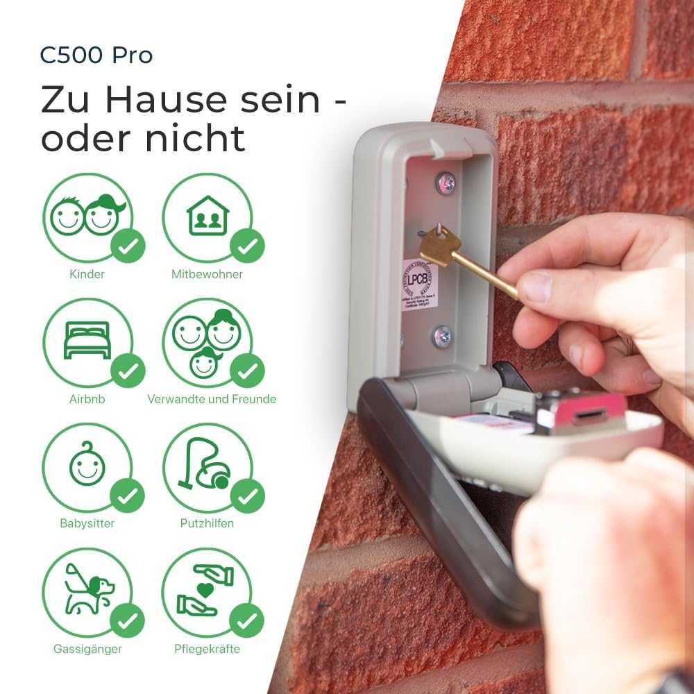 SUPRA C500 Schlüsseltresor mit Zahlencode - Schlüsselsafe Außen - Schlüsselbox Wandmontage