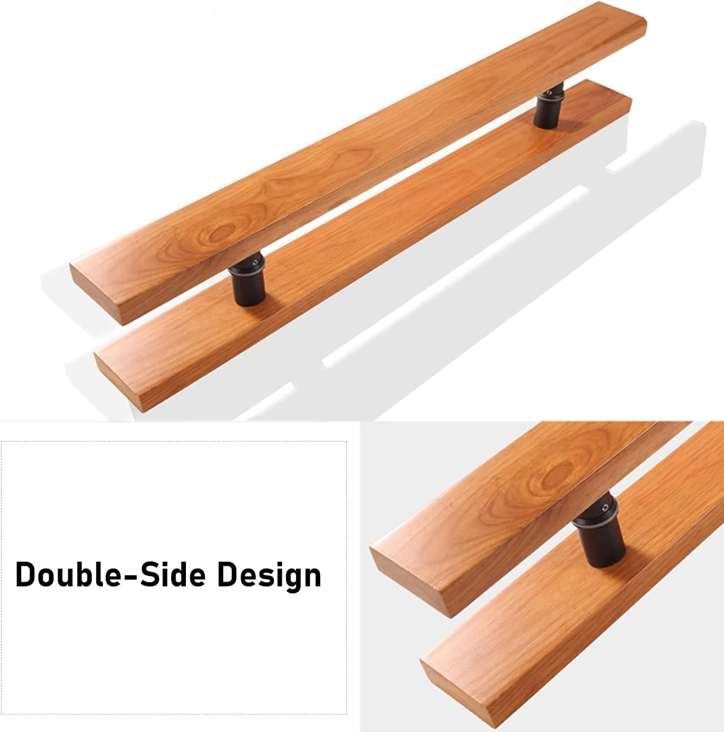 Sturdy Push Pull Door/Barn Sliding Glass Door Hardware Bar, Wide Square Gate Grab Pole, Rustic, Double Sided Wooden Door Handles for Interior Doors/40Cm/1.3Ft