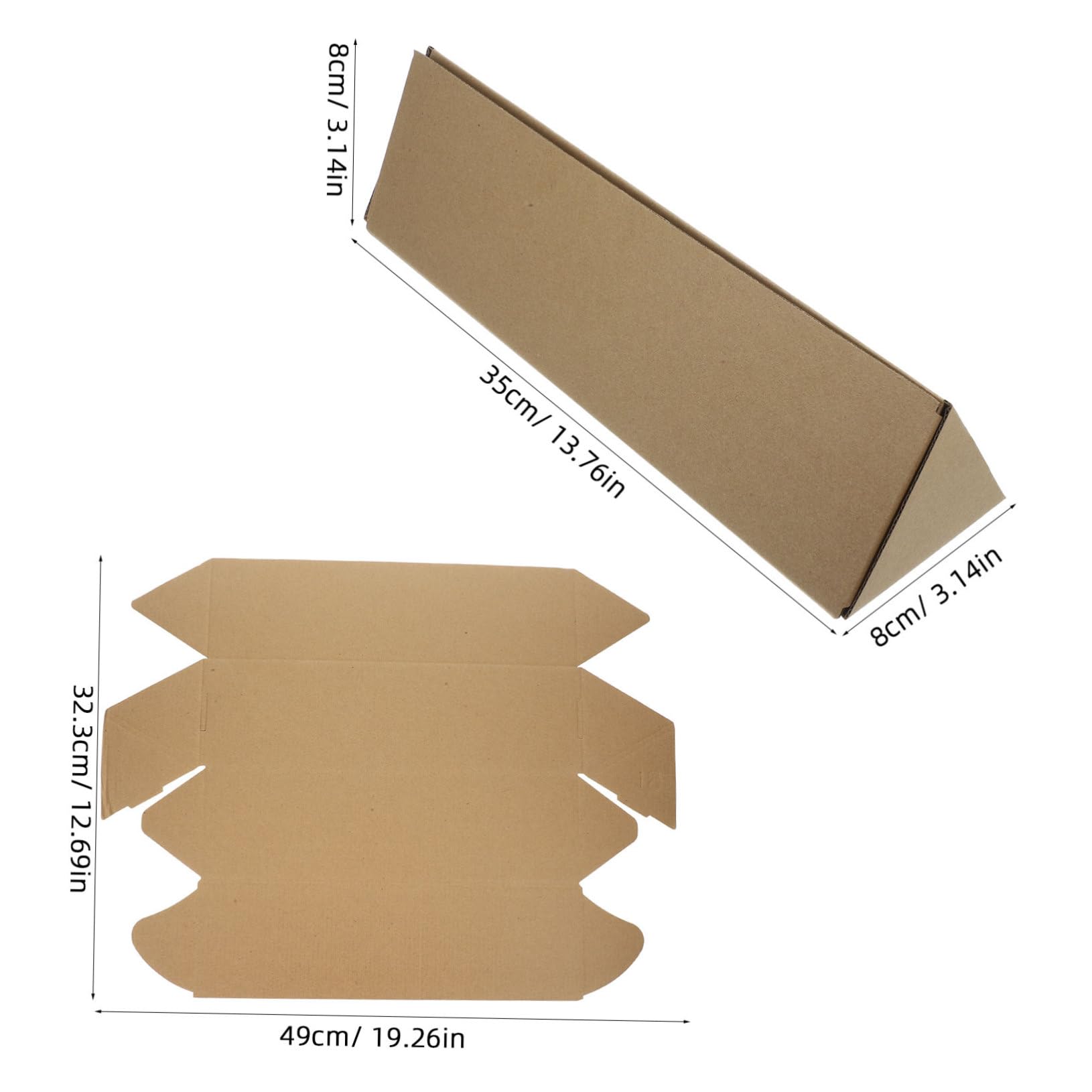 Cabilock Ergonomic Design Triangle Paper Box 10 Pack Kraft Paper Mailing Tube for Red Wine Storage