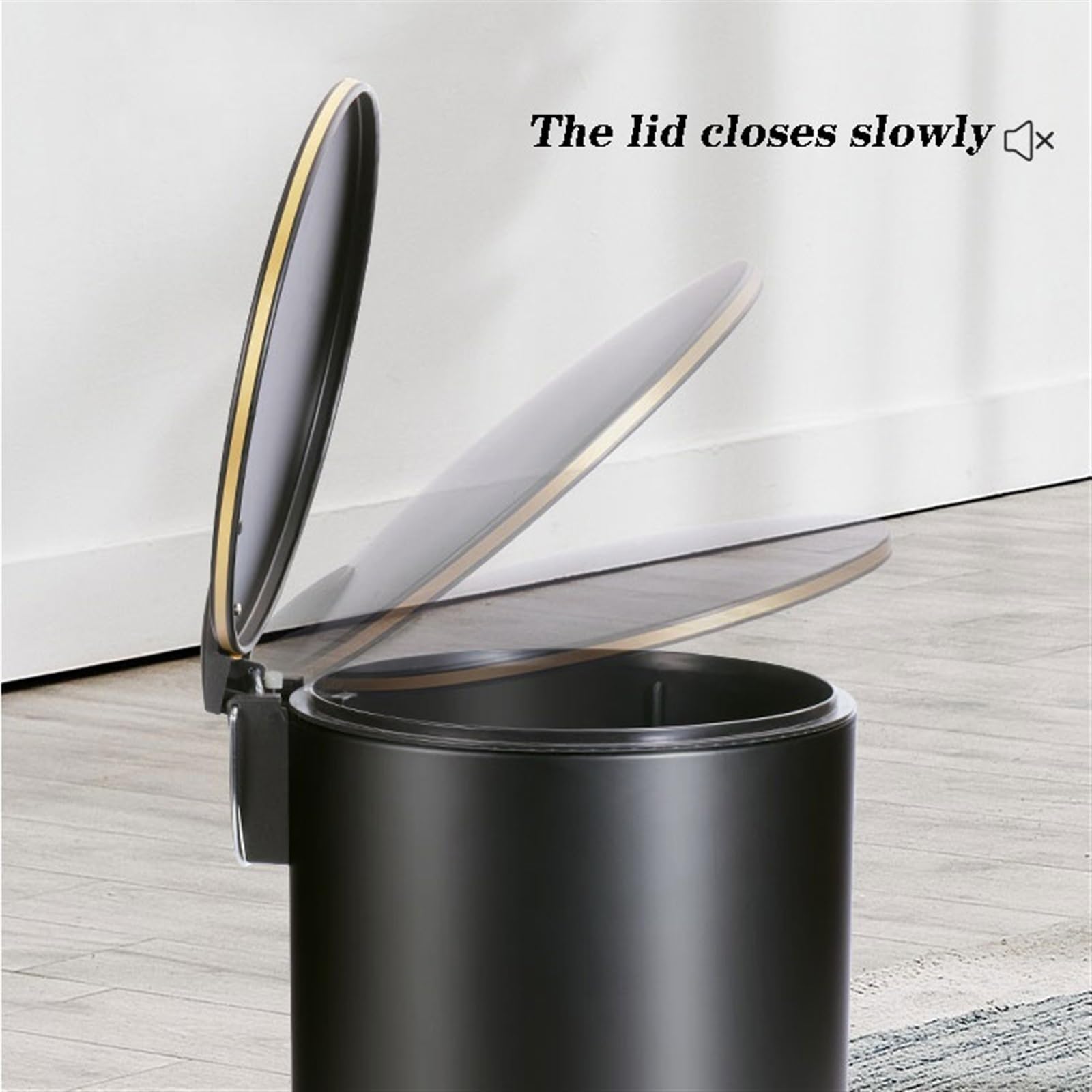 Cestino Pattumiera for la casa con Coperchio Ampio Soggiorno Cestino for la Carta igienica Bagno Camera da Letto Cucina Cestino Papeleras para Cocina(Black,6L)