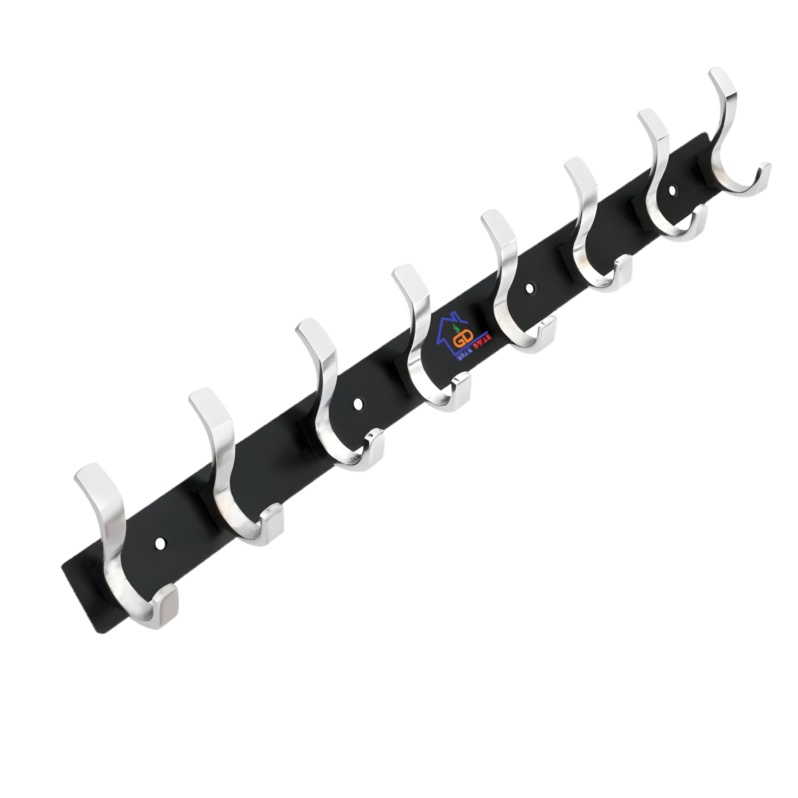 GHAR DWAR S Type Stainless Steel Pin Cloth Hanger Wall Hooks Rail for Hanging Clothes Bathroom Wall Door for Hanging Keys,Towel Antique Brass (Pack of 1, 8 pin Black Silver) (B0CKF7GCJV) Amazon Price History, Amazon Price Tracker
